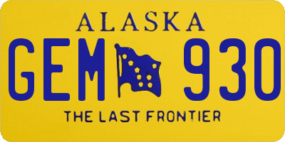 AK license plate GEM930
