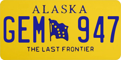 AK license plate GEM947