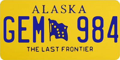 AK license plate GEM984