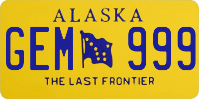 AK license plate GEM999