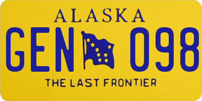AK license plate GEN098