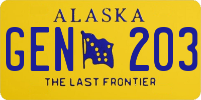 AK license plate GEN203