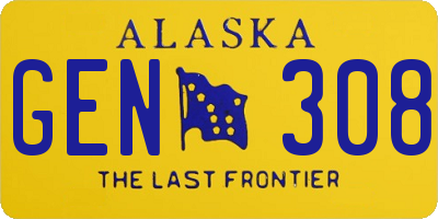 AK license plate GEN308