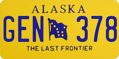 AK license plate GEN378