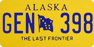 AK license plate GEN398