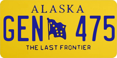 AK license plate GEN475