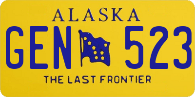 AK license plate GEN523