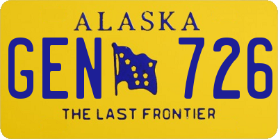 AK license plate GEN726