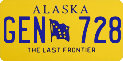 AK license plate GEN728