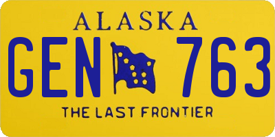AK license plate GEN763