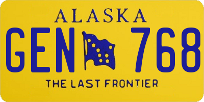 AK license plate GEN768