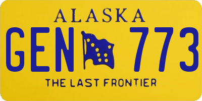 AK license plate GEN773