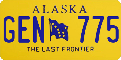 AK license plate GEN775