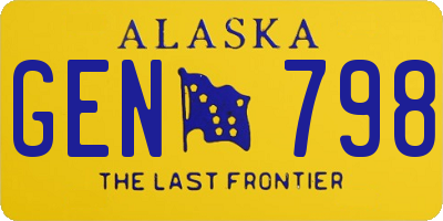 AK license plate GEN798