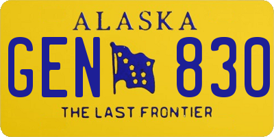 AK license plate GEN830
