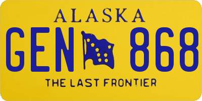 AK license plate GEN868