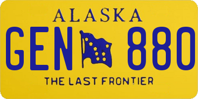 AK license plate GEN880