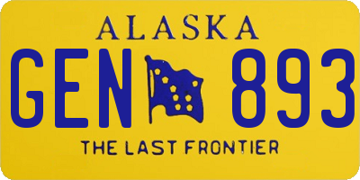 AK license plate GEN893