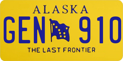 AK license plate GEN910