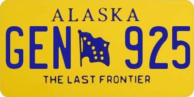 AK license plate GEN925