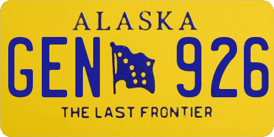 AK license plate GEN926