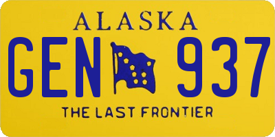 AK license plate GEN937