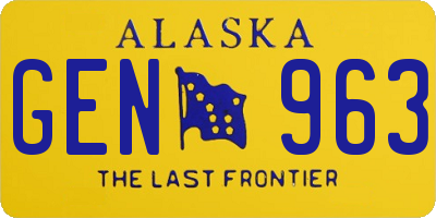 AK license plate GEN963