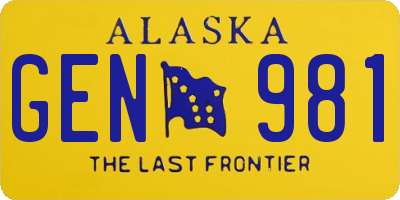 AK license plate GEN981