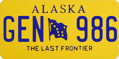 AK license plate GEN986