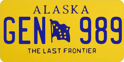 AK license plate GEN989