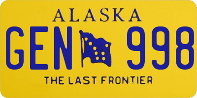 AK license plate GEN998