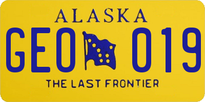 AK license plate GEO019