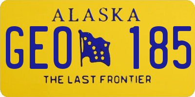 AK license plate GEO185