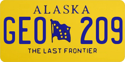 AK license plate GEO209