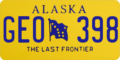 AK license plate GEO398