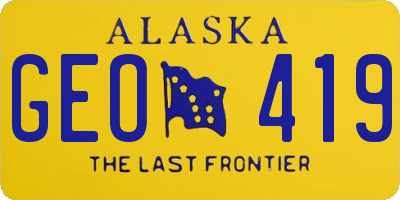AK license plate GEO419