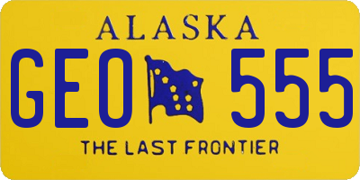 AK license plate GEO555
