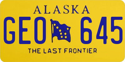 AK license plate GEO645