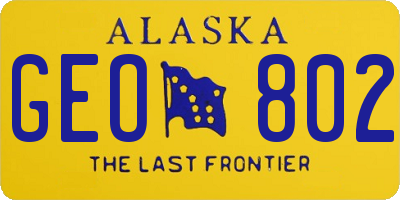 AK license plate GEO802