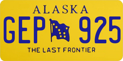 AK license plate GEP925
