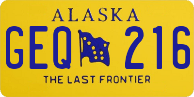 AK license plate GEQ216