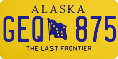 AK license plate GEQ875