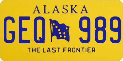 AK license plate GEQ989