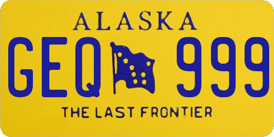 AK license plate GEQ999