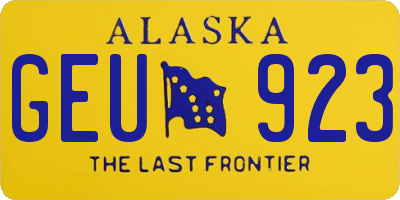 AK license plate GEU923