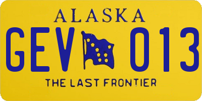 AK license plate GEV013