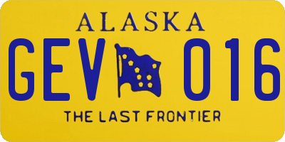 AK license plate GEV016