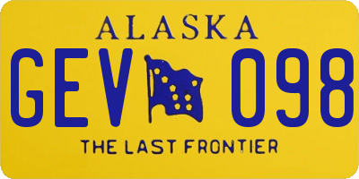 AK license plate GEV098