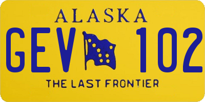 AK license plate GEV102