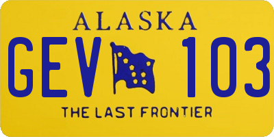 AK license plate GEV103